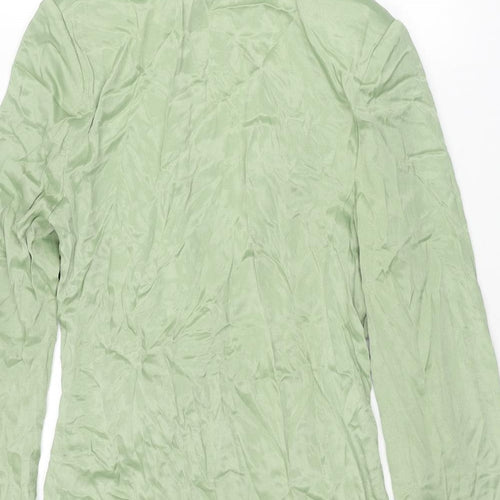 Zara Womens Green Viscose Wrap Dress Size L V-Neck Button