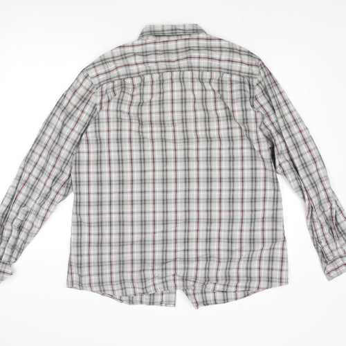 Debenhams Mens Grey Check Cotton Button-Up Size XL Collared Button