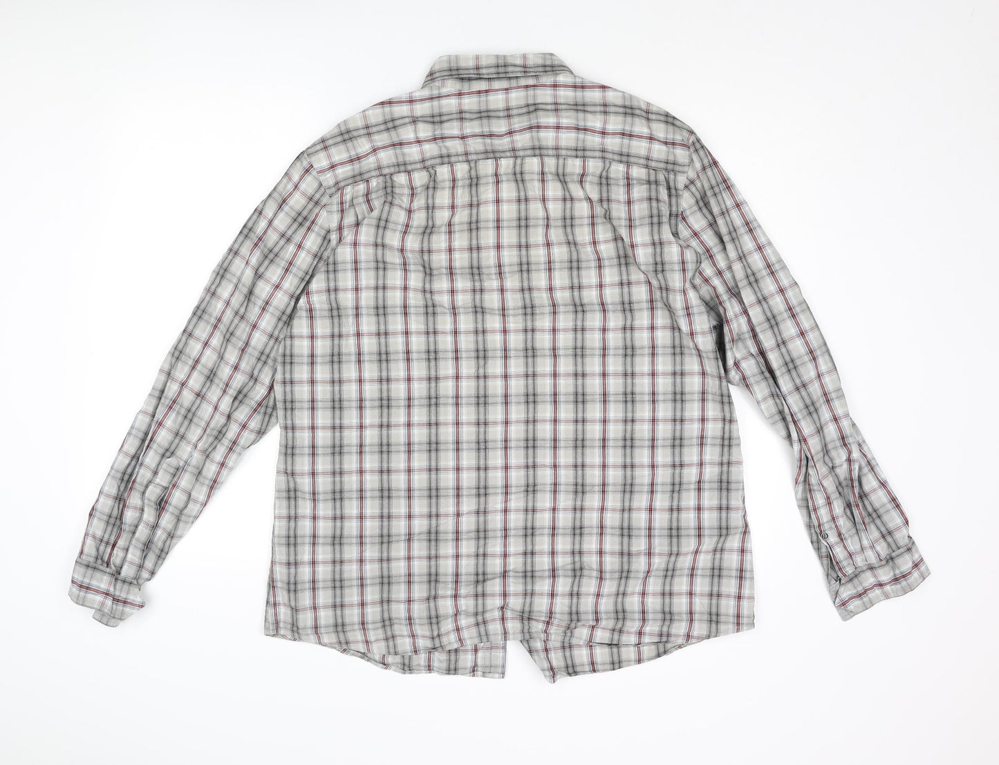Debenhams Mens Grey Check Cotton Button-Up Size XL Collared Button
