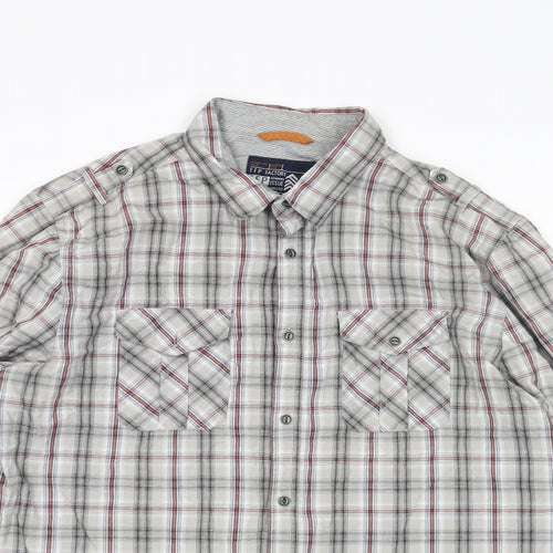 Debenhams Mens Grey Check Cotton Button-Up Size XL Collared Button