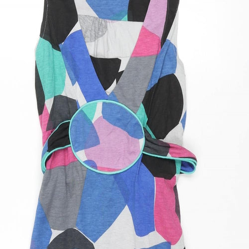 Numph Womens Multicoloured Geometric Modal A-Line Size S V-Neck Pullover - Belted