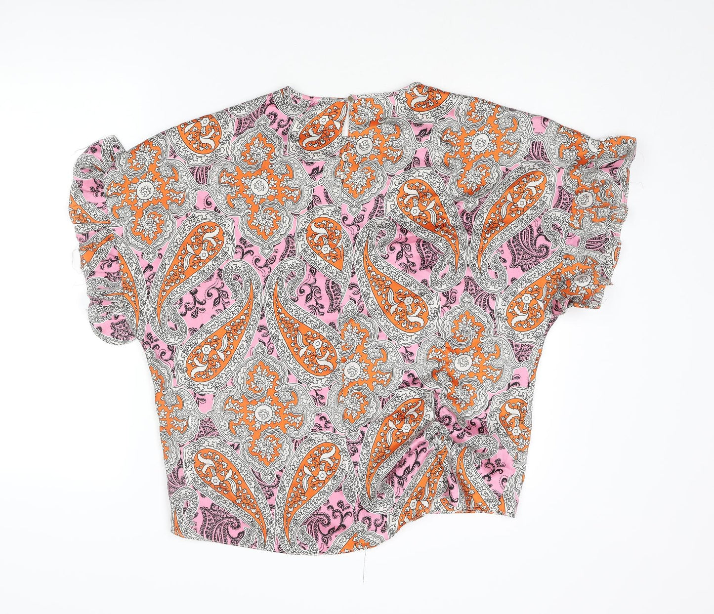 River Island Womens Multicoloured Paisley Polyester Basic Blouse Size S Round Neck