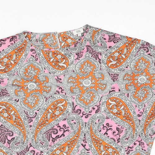 River Island Womens Multicoloured Paisley Polyester Basic Blouse Size S Round Neck