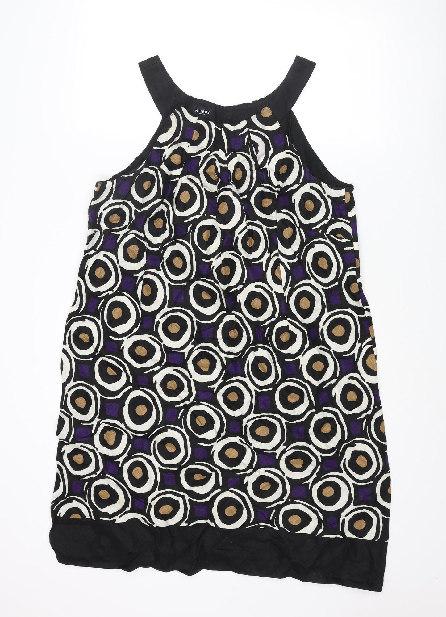 Hobbs Womens Multicoloured Geometric Linen Shirt Dress Size 16 Round Neck Pullover