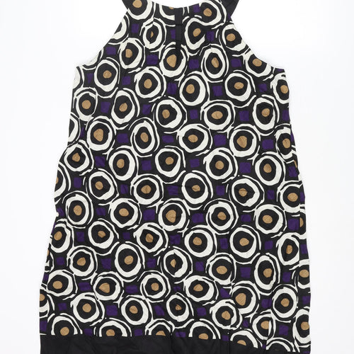 Hobbs Womens Multicoloured Geometric Linen Shirt Dress Size 16 Round Neck Pullover