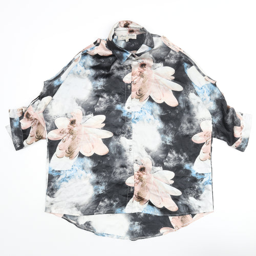Parisian Collection Womens Multicoloured Floral Polyester Basic Blouse Size 8 Collared - Cold Shoulder
