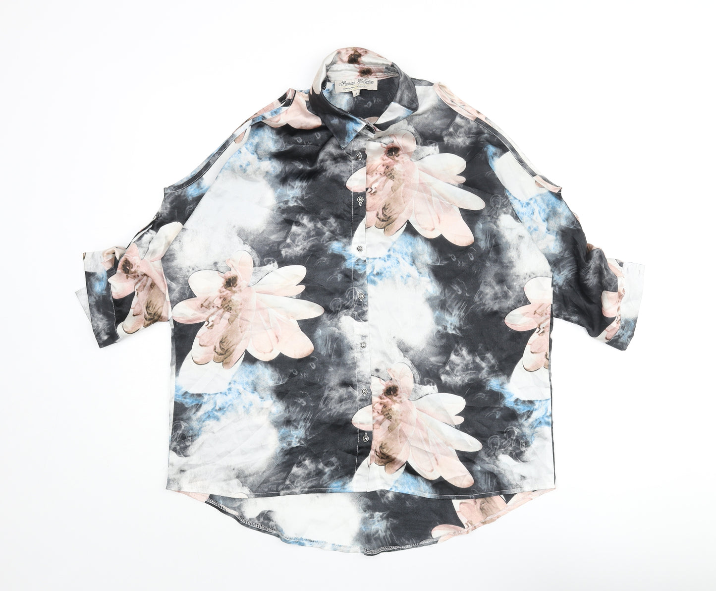Parisian Collection Womens Multicoloured Floral Polyester Basic Blouse Size 8 Collared - Cold Shoulder