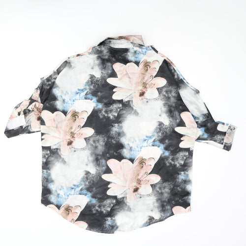 Parisian Collection Womens Multicoloured Floral Polyester Basic Blouse Size 8 Collared - Cold Shoulder