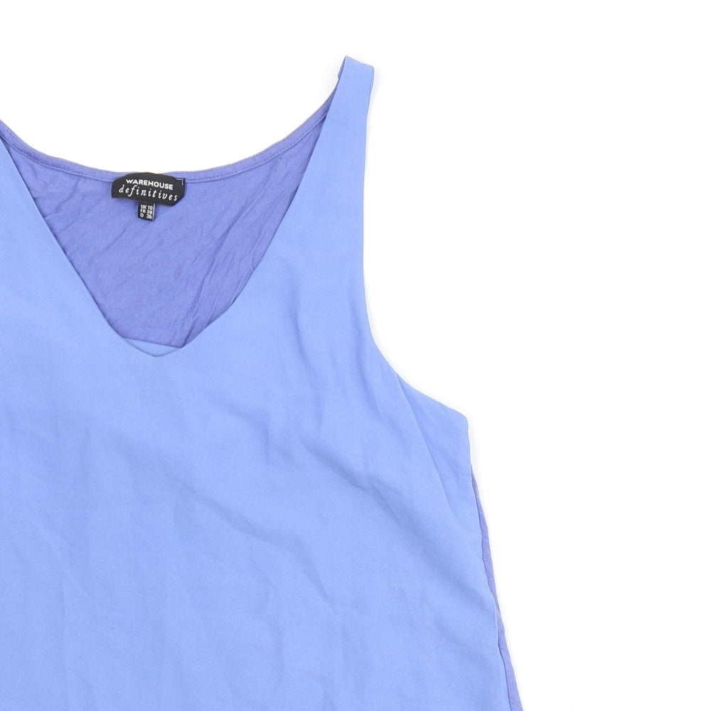 Warehouse Womens Blue Polyester Camisole Blouse Size 10 V-Neck