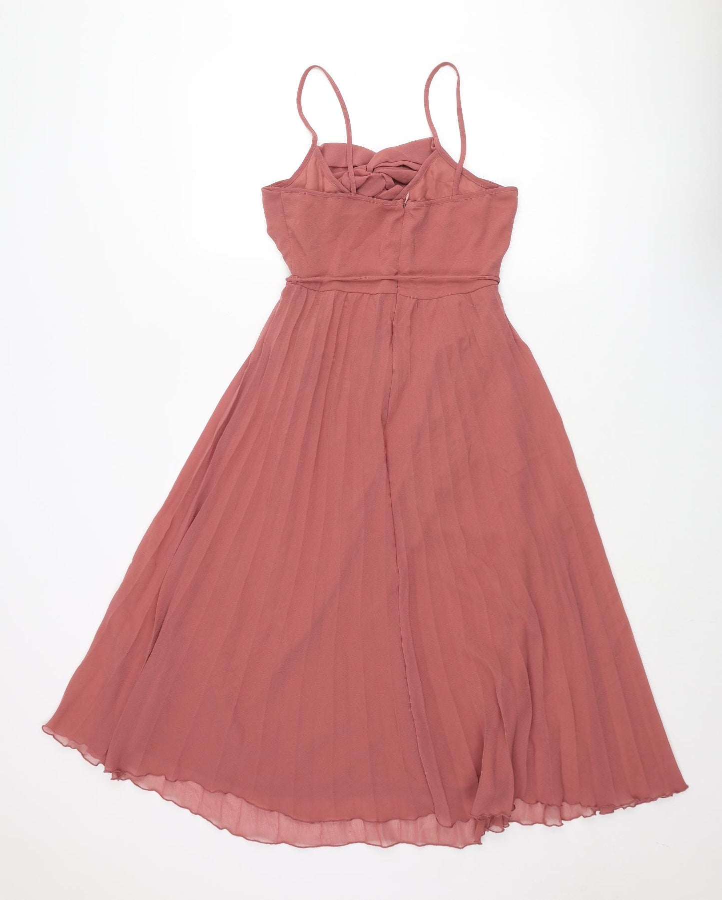 ASOS Womens Pink Polyester Fit & Flare Size 8 Sweetheart Zip - Pleated Twist Front