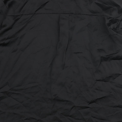 Zara Womens Black Polyester Basic Button-Up Size S Collared