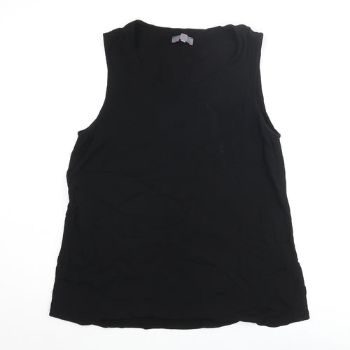 Sahara Womens Black Viscose Camisole Blouse Size 6 Round Neck