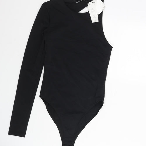 Zara Womens Black Polyamide Bodysuit One-Piece Size S Snap - Back Cut Out