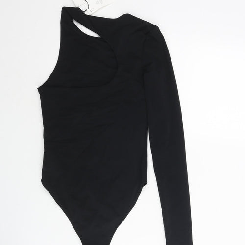 Zara Womens Black Polyamide Bodysuit One-Piece Size S Snap - Back Cut Out