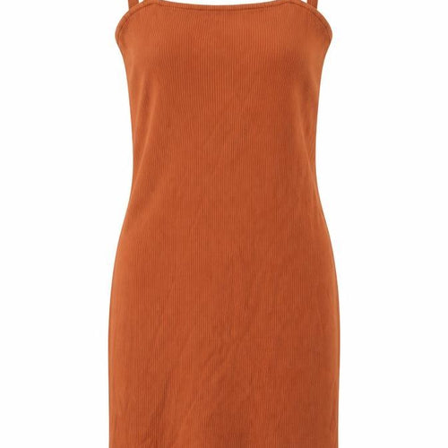 ASOS Womens Brown Cotton Tank Dress Size 10 Square Neck Pullover - Ribbed