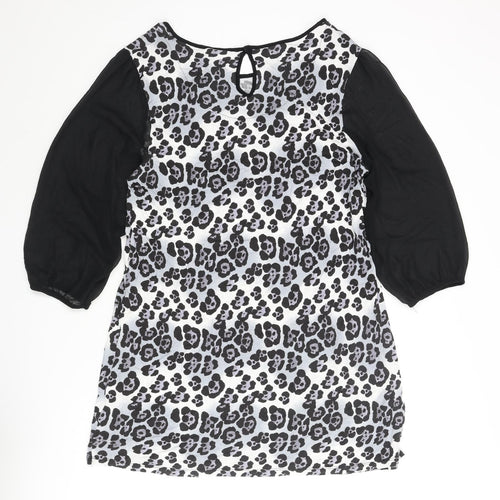 NEXT Womens Grey Animal Print Polyester Shift Size 20 Round Neck Button - Leopard Print