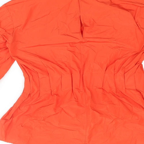 Marks and Womens Orange Polyester Basic Blouse Size 10 Round Neck - Bow Rouched