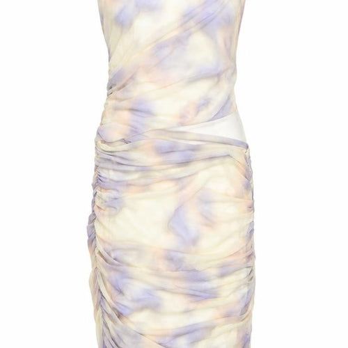 Zara Womens Multicoloured Tie Dye Polyester Bodycon Size XS Round Neck Zip - Rouched Cut Out