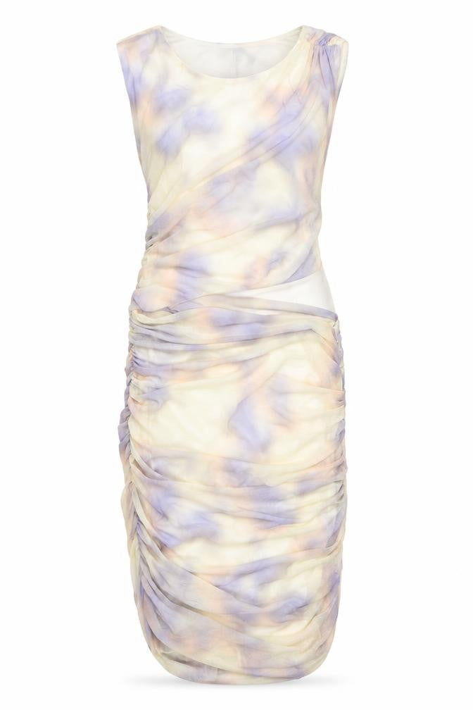 Zara Womens Multicoloured Tie Dye Polyester Bodycon Size XS Round Neck Zip - Rouched Cut Out