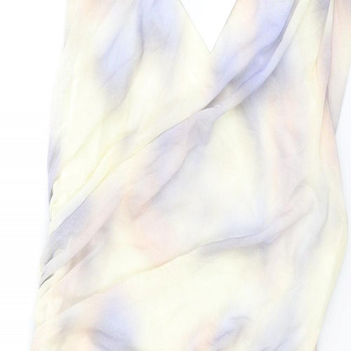 Zara Womens Multicoloured Tie Dye Polyester Bodycon Size XS Round Neck Zip - Rouched Cut Out