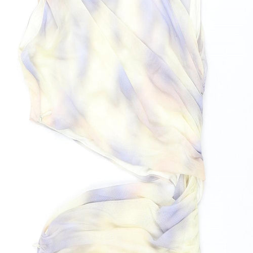 Zara Womens Multicoloured Tie Dye Polyester Bodycon Size XS Round Neck Zip - Rouched Cut Out