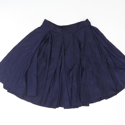 American Apparel Womens Blue Polyester Flare Skirt Size XS Zip