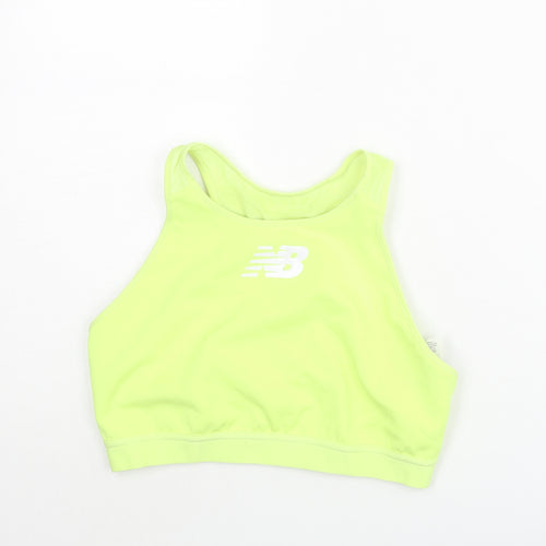 New Balance Womens Yellow Polyester Cropped Tank Size M Round Neck Pullover - Logo