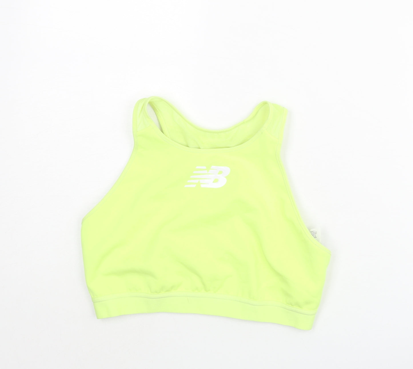 New Balance Womens Yellow Polyester Cropped Tank Size M Round Neck Pullover - Logo