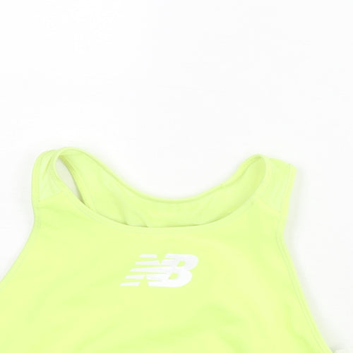 New Balance Womens Yellow Polyester Cropped Tank Size M Round Neck Pullover - Logo