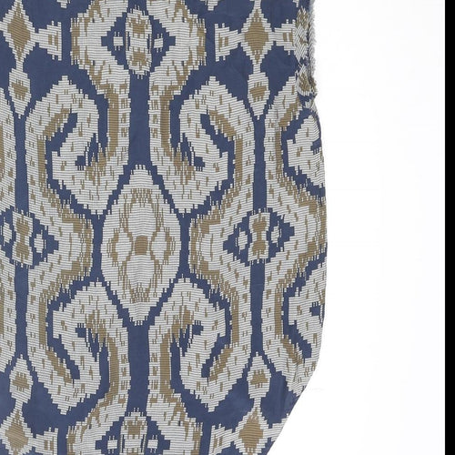By Malene Birger Womens Blue Geometric Viscose Camisole Blouse Size 8 Round Neck - Raw Edge