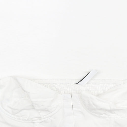 Stradivarius Womens White Cotton Cropped Blouse Size S Off the Shoulder - Corset
