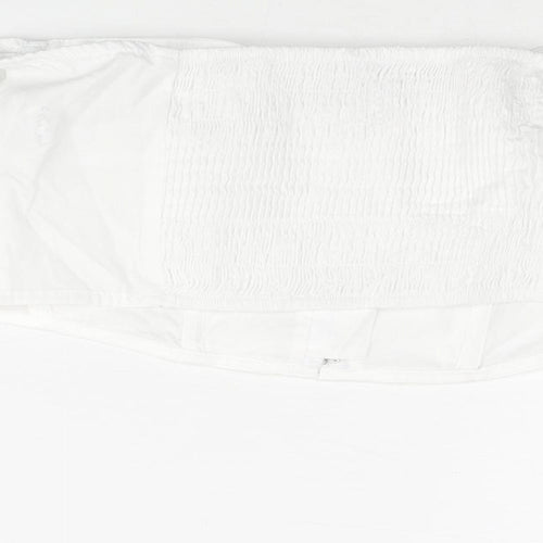 Stradivarius Womens White Cotton Cropped Blouse Size S Off the Shoulder - Corset
