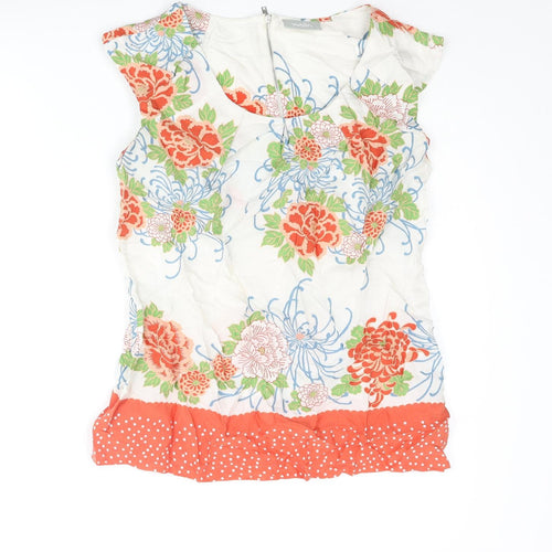 Wallis Womens Multicoloured Floral Viscose Basic Blouse Size S Scoop Neck
