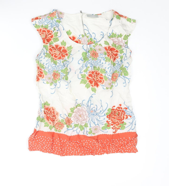 Wallis Womens Multicoloured Floral Viscose Basic Blouse Size S Scoop Neck