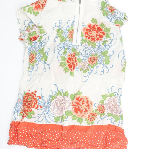 Wallis Womens Multicoloured Floral Viscose Basic Blouse Size S Scoop Neck