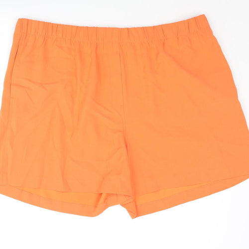 Marks and Spencer Womens Orange Polyester Basic Shorts Size 24 L4 in Regular Pull On
