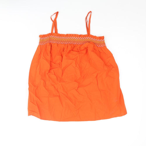 Marks and Spencer Womens Orange Cotton Camisole Blouse Size 10 Square Neck - Rouched