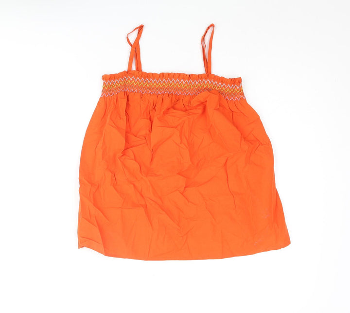 Marks and Spencer Womens Orange Cotton Camisole Blouse Size 10 Square Neck - Rouched