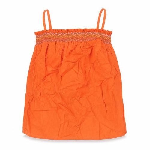 Marks and Spencer Womens Orange Cotton Camisole Blouse Size 10 Square Neck - Rouched