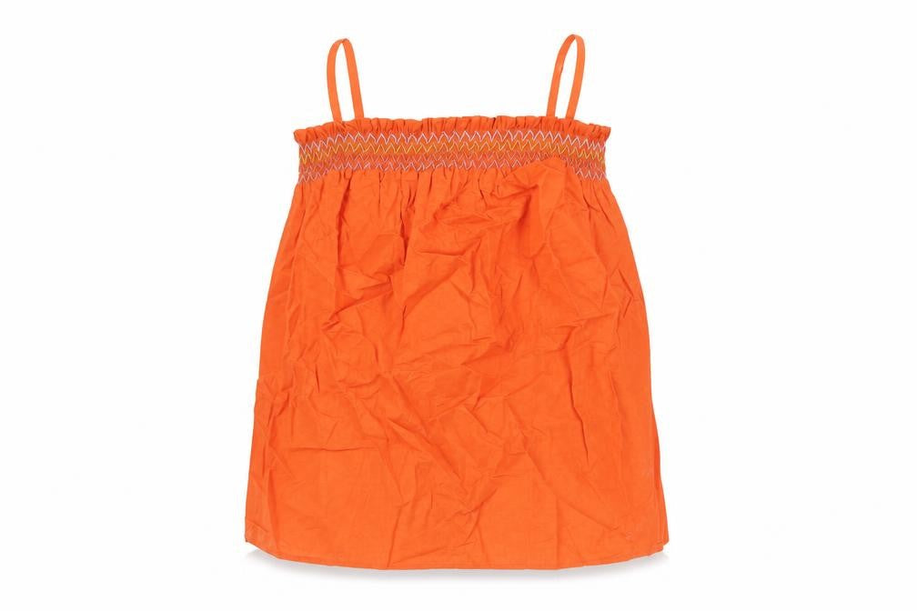 Marks and Spencer Womens Orange Cotton Camisole Blouse Size 10 Square Neck - Rouched