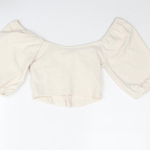 Zara Womens Ivory Polyester Cropped Blouse Size S Sweetheart - Corset Style