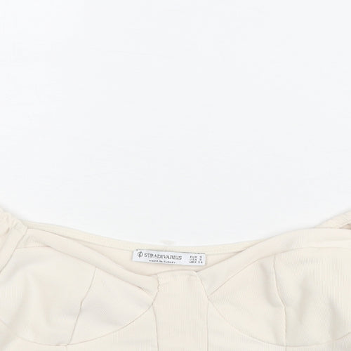 Zara Womens Ivory Polyester Cropped Blouse Size S Sweetheart - Corset Style