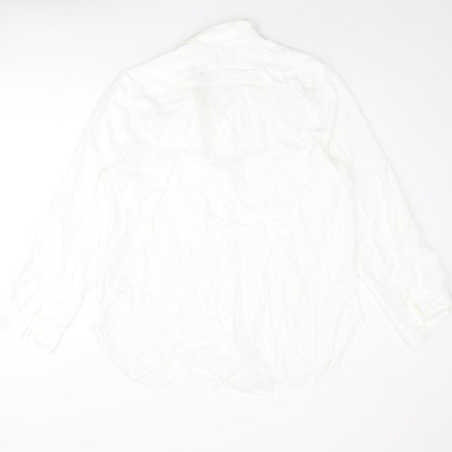 Babaton Mens White Lyocell Button-Up Size L Collared Button