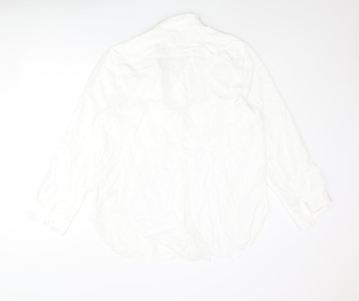 Babaton Mens White Lyocell Button-Up Size L Collared Button