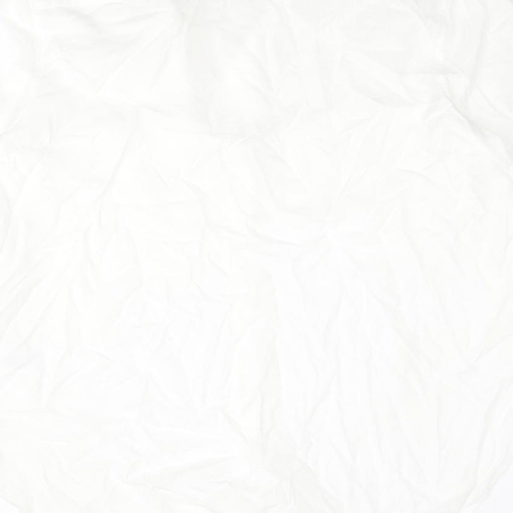 Babaton Mens White Lyocell Button-Up Size L Collared Button
