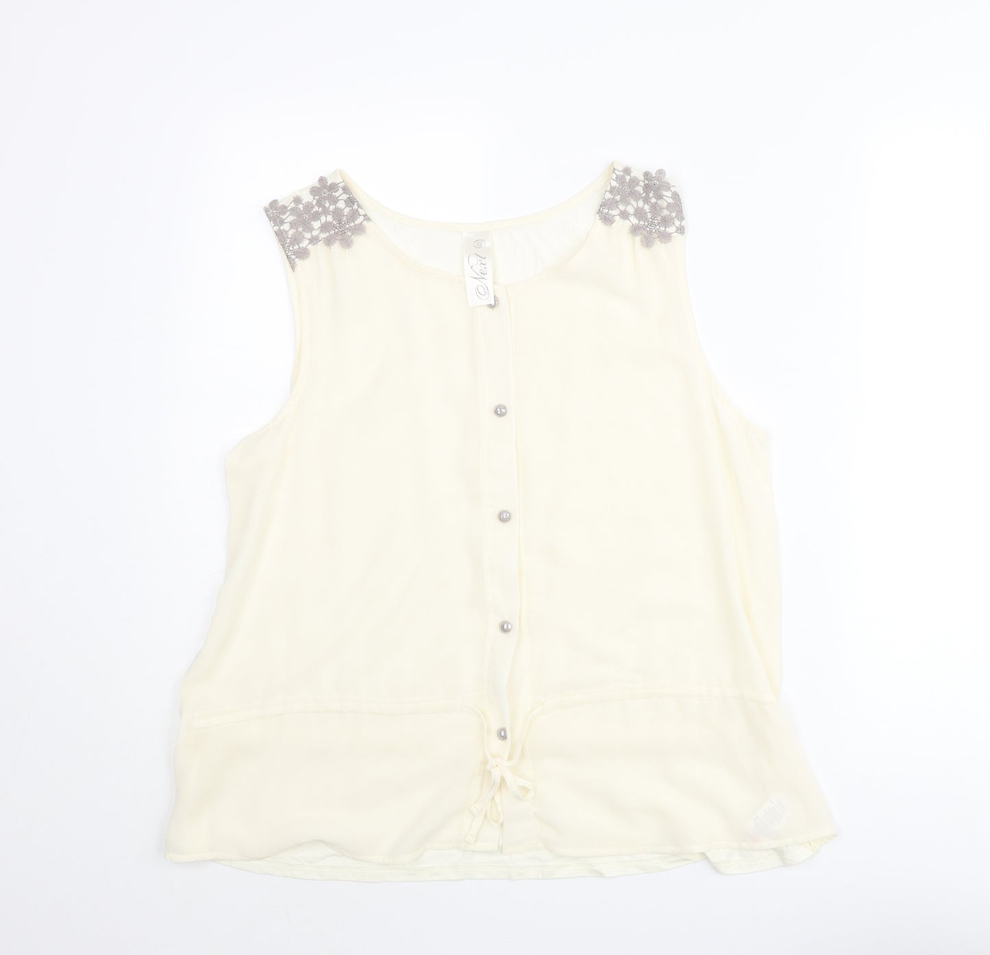 NEXT Womens Ivory Polyester Camisole Blouse Size 12 V-Neck - Drawstring Hem Lace Detail