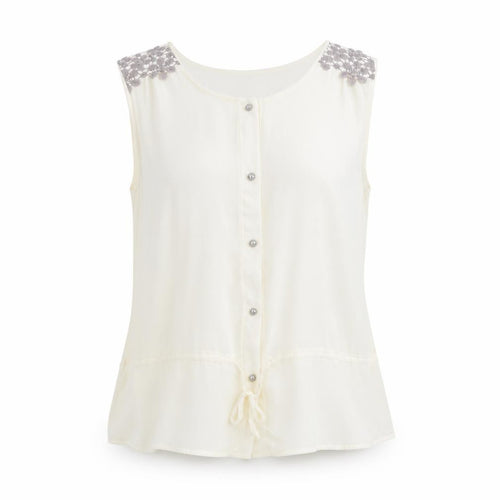 NEXT Womens Ivory Polyester Camisole Blouse Size 12 V-Neck - Drawstring Hem Lace Detail