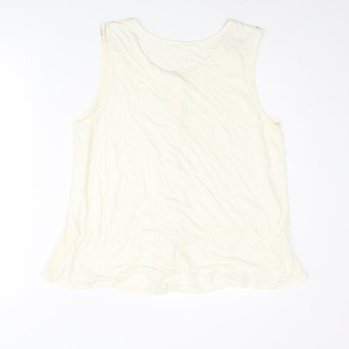 NEXT Womens Ivory Polyester Camisole Blouse Size 12 V-Neck - Drawstring Hem Lace Detail