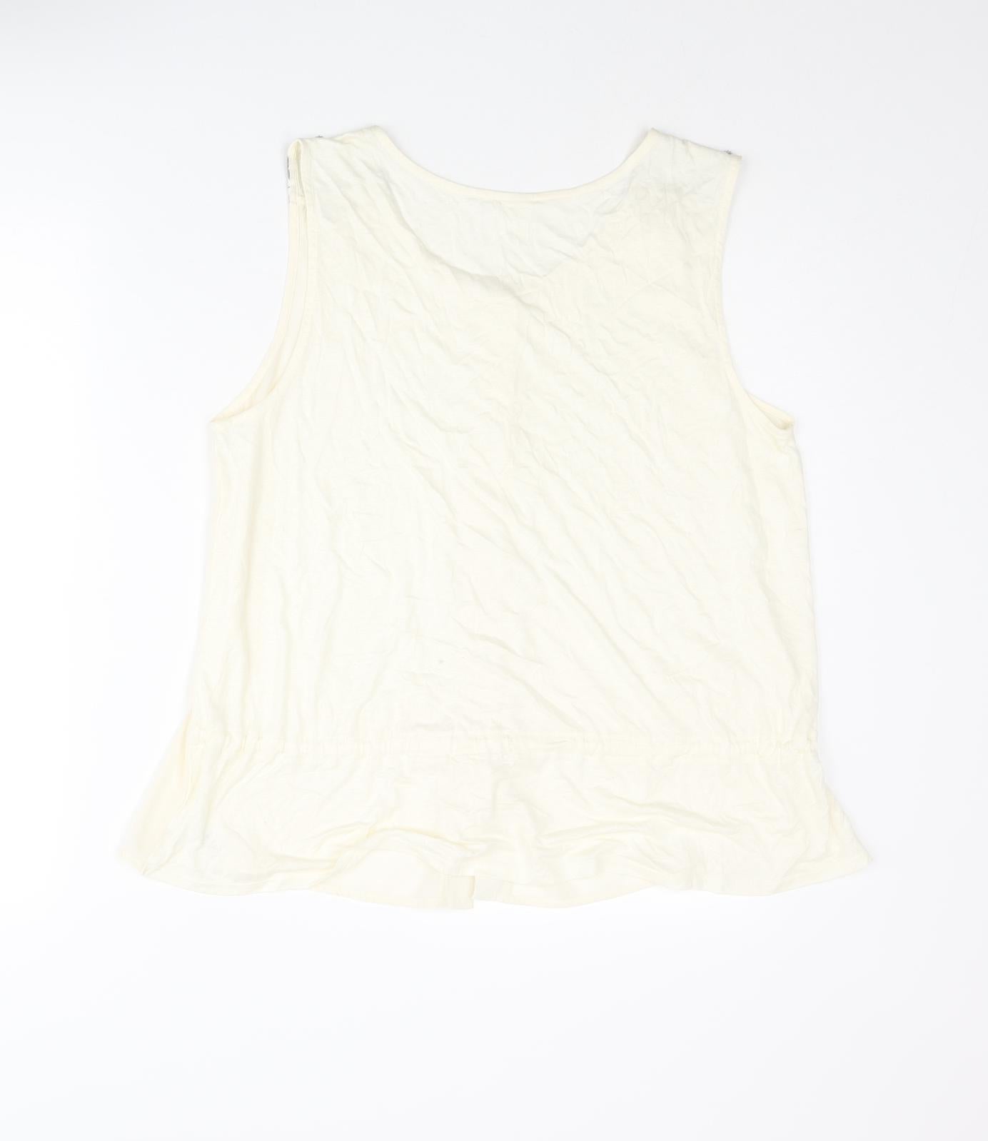NEXT Womens Ivory Polyester Camisole Blouse Size 12 V-Neck - Drawstring Hem Lace Detail