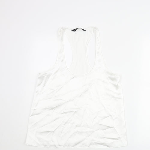 Zara Womens White Polyester Camisole Blouse Size M Scoop Neck
